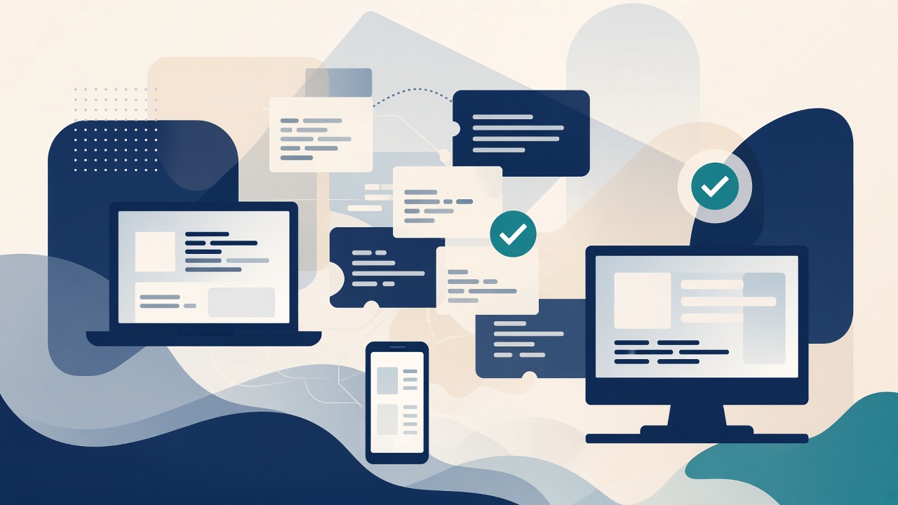 Ilustración de desarrollo de software con agentes